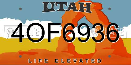 4OF6936 Utah License Plate