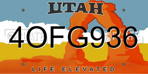 4OFG936 Utah License Plate