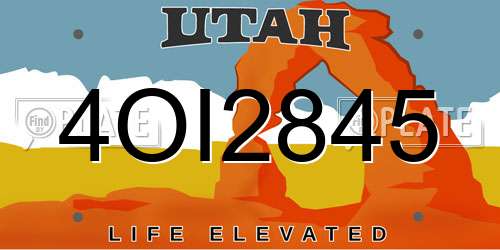 4OI2845 Utah License Plate