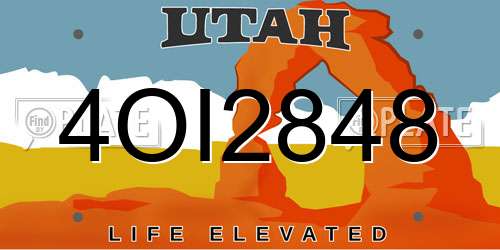 4OI2848 Utah License Plate