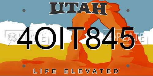 4OIT845 Utah License Plate