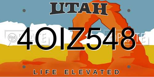 4OIZ548 Utah License Plate