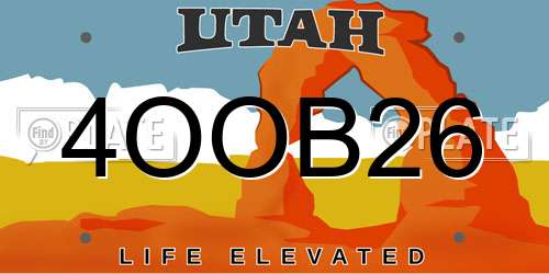 4OOB26 Utah License Plate