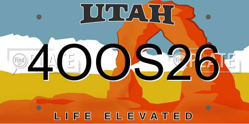 4OOS26 Utah License Plate