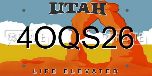 4OQS26 Utah License Plate