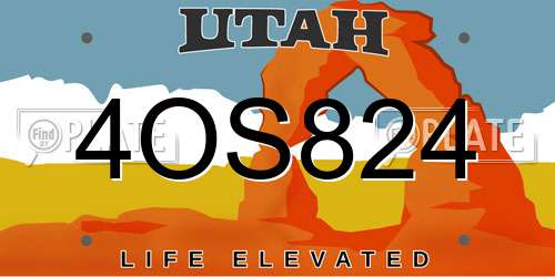 4OS824 Utah License Plate