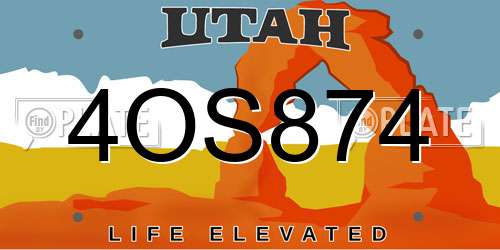 4OS874 Utah License Plate