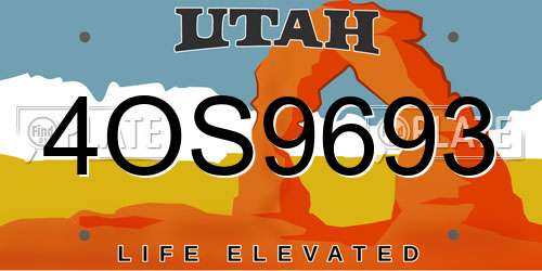 4OS9693 Utah License Plate