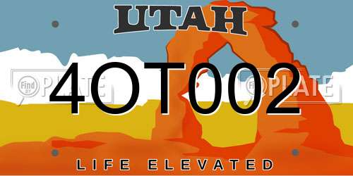 4OT002 Utah License Plate