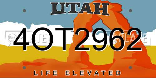 4OT2962 Utah License Plate