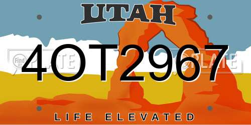 4OT2967 Utah License Plate