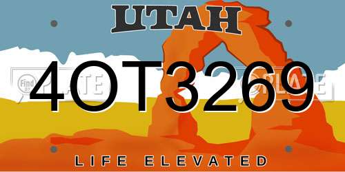 4OT3269 Utah License Plate