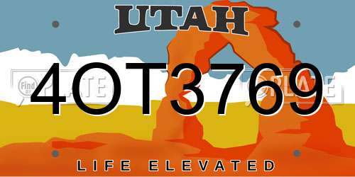 4OT3769 Utah License Plate