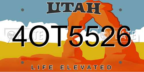 4OT5526 Utah License Plate