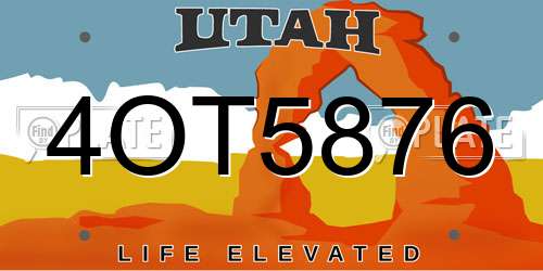4OT5876 Utah License Plate