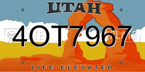 4OT7967 Utah License Plate