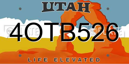 4OTB526 Utah License Plate