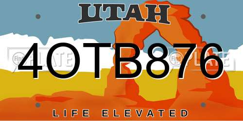 4OTB876 Utah License Plate