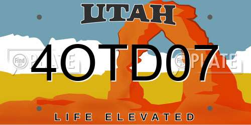 4OTD07 Utah License Plate