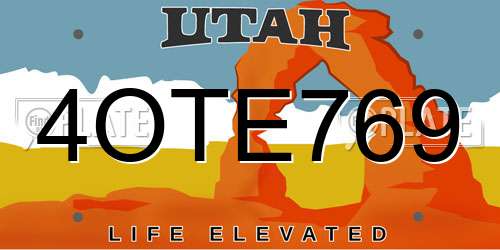 4OTE769 Utah License Plate