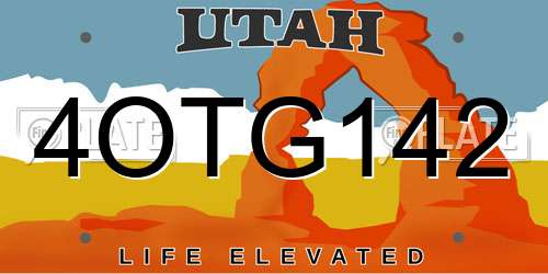 4OTG142 Utah License Plate