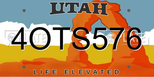 4OTS576 Utah License Plate