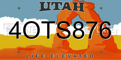 4OTS876 Utah License Plate