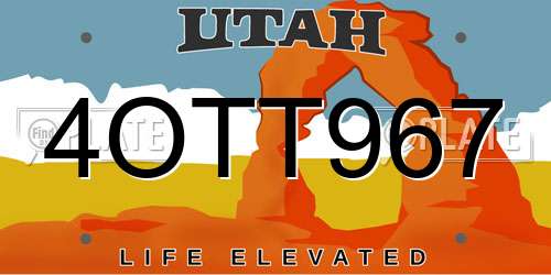 4OTT967 Utah License Plate