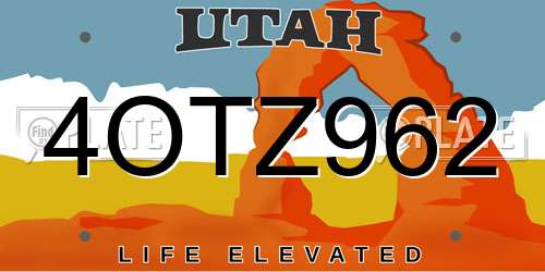 4OTZ962 Utah License Plate