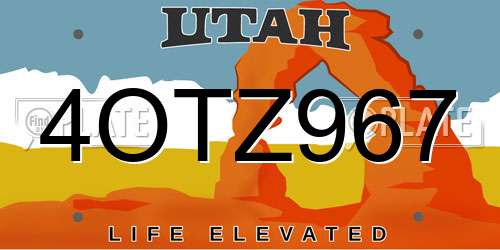 4OTZ967 Utah License Plate