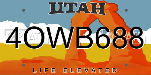 4OWB688 Utah License Plate