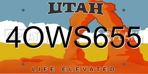 4OWS655 Utah License Plate