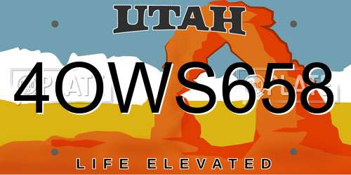 4OWS658 Utah License Plate