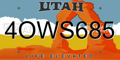 4OWS685 Utah License Plate