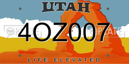4OZ007 Utah License Plate
