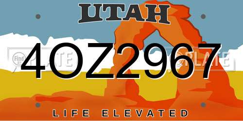 4OZ2967 Utah License Plate