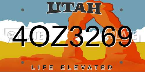 4OZ3269 Utah License Plate