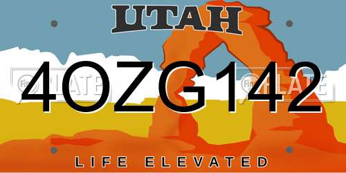 4OZG142 Utah License Plate