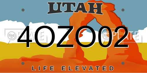 4OZO02 Utah License Plate