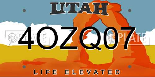 4OZQ07 Utah License Plate