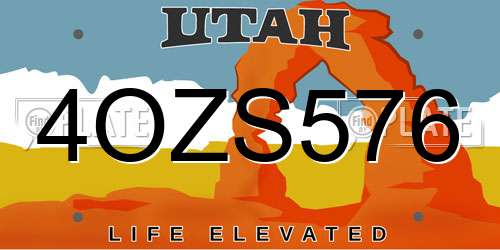 4OZS576 Utah License Plate