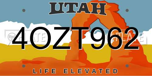 4OZT962 Utah License Plate
