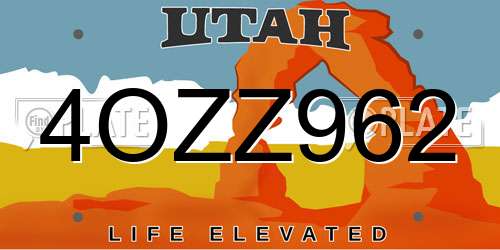 4OZZ962 Utah License Plate
