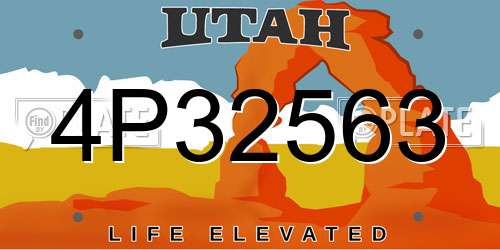 4P32563 Utah License Plate