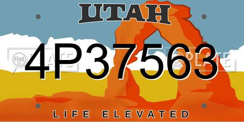 4P37563 Utah License Plate