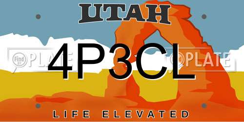 4P3CL Utah License Plate