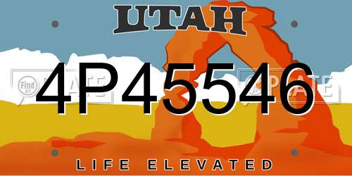 4P45546 Utah License Plate