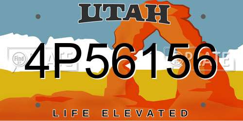 4P56156 Utah License Plate