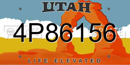 4P86156 Utah License Plate
