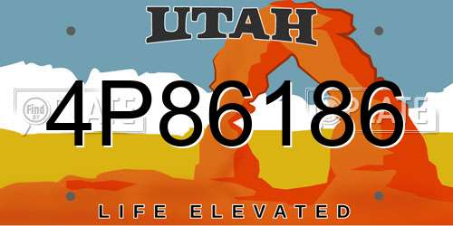 4P86186 Utah License Plate